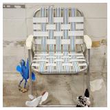 Vintage Aluminum Webbed Lawn Chair & 3 Whirligig