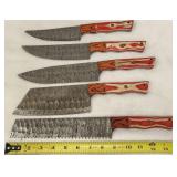 Damascus Custom Fixed Blade Kitchen Knife Set