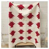 Antique 1920's Red & White Quilt 74'X70'