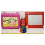 Vintage Etch-A-Sketch Barbie Lunchbox Rubik's Cube