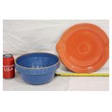 Vintage Fiestaware Cake Platter & Ruckel 9' Bowl