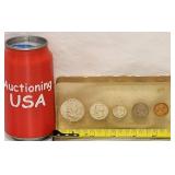 1955 Vintage Epoxy US Coin Set 90% Silver