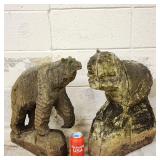 Wooden Carved Bear & Beaver Yard Art Decoration