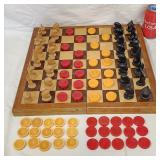 Red & Butterscotch Bakelite Backgammon Checkers
