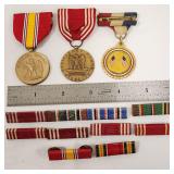Vintage Military Pin Bars Ribbons & Medals