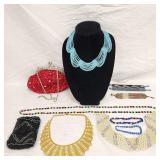 Vintage Beaded Bracelets Necklaces Sequin Purse
