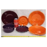 Fiesta Ware 9' Plates Orange Claret Plum Bowl NOS