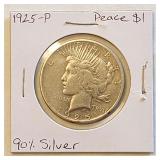 1925 P 90% Silver Peace $1 Dollar