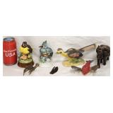 Vintage Porcelain Bird Stone Elephant Brass Copper