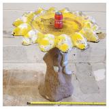 Sun Sunflower Squirrel In Tree Trunk Bird Bath