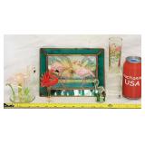 Flamingo Collection Stained Glass Clock +More