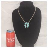 .925 Sterling Silver Turquoise Horseshoe Necklace