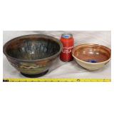 G.Z. & Illegible Signed Raku Art Pottery Bowls