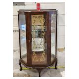 Vintage Glass Wooden Curio Display Case Cabinet