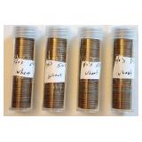 4 Rolls 1940's-1950's Wheat Lincoln Cent Pennies