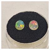 2 Oval Opals Pin Fire Of Red Pink & Green Yellow