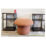 (2) Bookshelf End Tables & Orange Mushroom Stool
