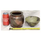 Vintage Signed WCP & MW Raku Art Pottery Bowl Vase