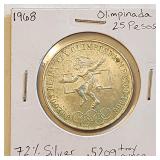 1968 Olimpinada 25 Pesos 72% Silver Uncirculated
