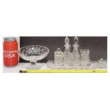 Antique Cut Etched Glass Crystal Pedestal Bowl