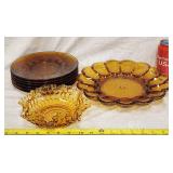 Vintage 1970's Amber Orange Brown Glass