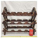 Vintage Wood Carved Wine Bottle Rack Made In Spain