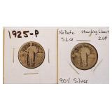 1925 & Unknown Standing Liberty Quarter 90% Silver