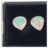 2 Faceted Pear Shape Trillion Cut Green Pink Opals