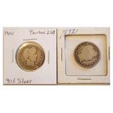 1892 & 1904 Barber Quarter 90% Silver