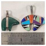 Vintage Native Zuni Malachite Sterling Fetish Bear