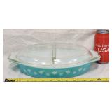1950s Pyrex Turquoise Snowflake Casserole Dish Lid