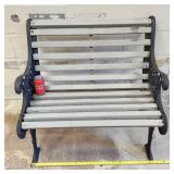 Loveseat Sized Cast Iron & Wood Slats Park Bench