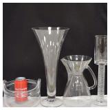 4 Unique Clear Art Glass Vase Pitcher Bowl