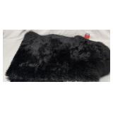 Genuine Black Sheep Wool Sheepskin Fur Rug Carper