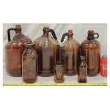 7 Antique-Vintage Brown Glass Bottles Clorox Purex