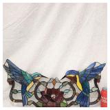 Vintage Stained Slag Glass Art Hummingbirds Birds