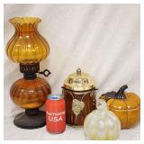 Halloween Glass Ceramic Pumpkin Squash Lamp