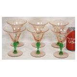 1930's Fry Green Pink Watermelon Uranium Glass 6