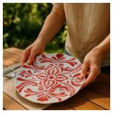 Melamine Red Puebla Dinner Plates: 4pc