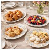 Floral Bow Ceramic Platter Set of 4