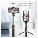 Selfie Stick Tripod w/ Remote: Black