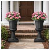 VEVOR Plastic Urn Planters 2pk: Black, 15.8x26.4'