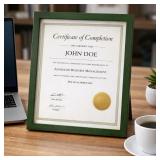 LawrenceFrames Wood Certificate Frame: Grn 8.5x11'