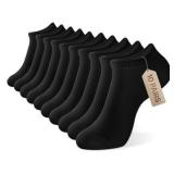 MONFOOT Low Cut Cotton Ankle Socks: Black, 10prs