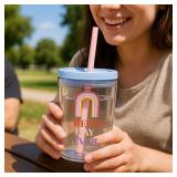 Slant Insulated Travel Tumbler w/Lid & Straw
