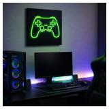 Black Tile Neon Green Gamer Wall Decor 8x10'