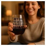 Faithworks 20oz Stemless Wine Glass: Hey Girl