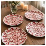 Red Floral Scalloped Dessert/Salad Plates