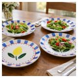 Abstract Lemon Dotted Salad Plates