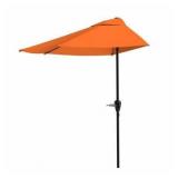 PureGarden 9' Half Umbrella w/Crank: Terracotta